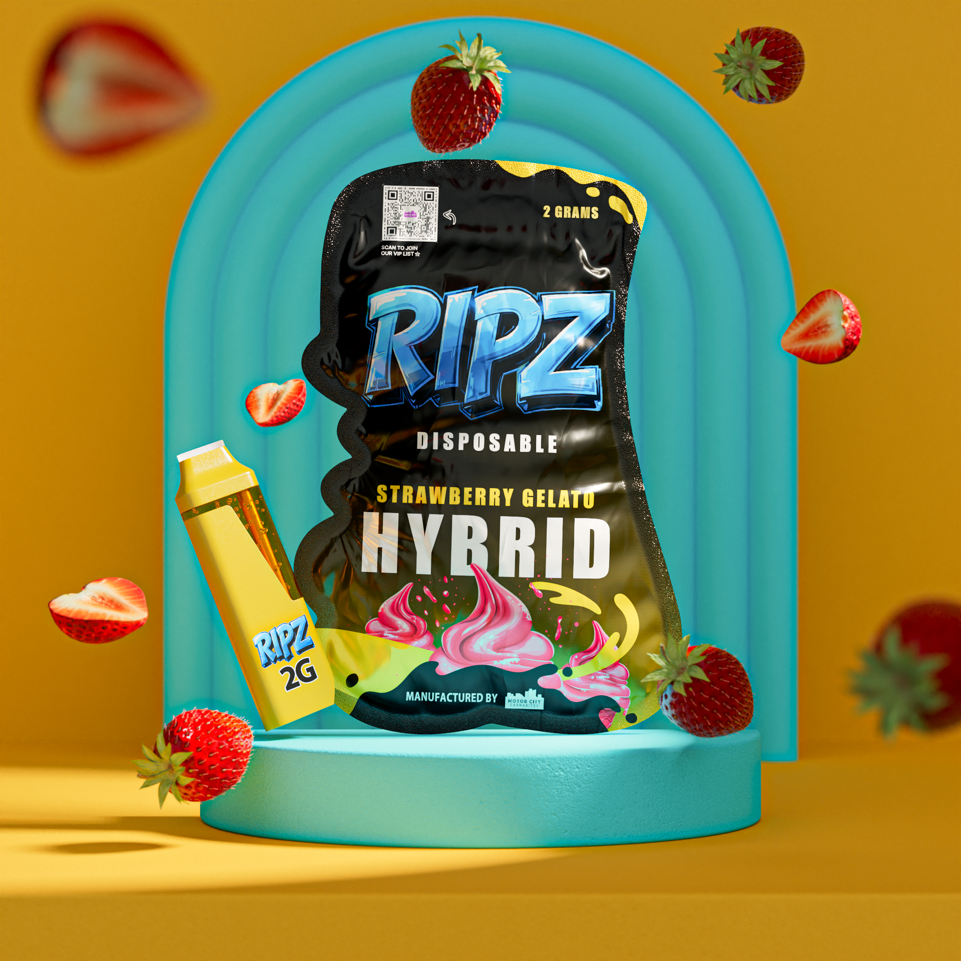 Ripz Strawberry Gelato | Premium 2g Disposable | Ripz Disposable