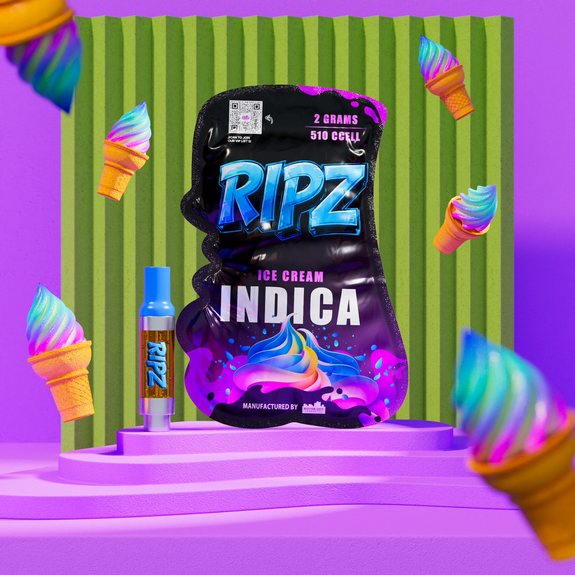 Ripz Ice Cream | Premium 2g Cart | Ripz 2g Disposable