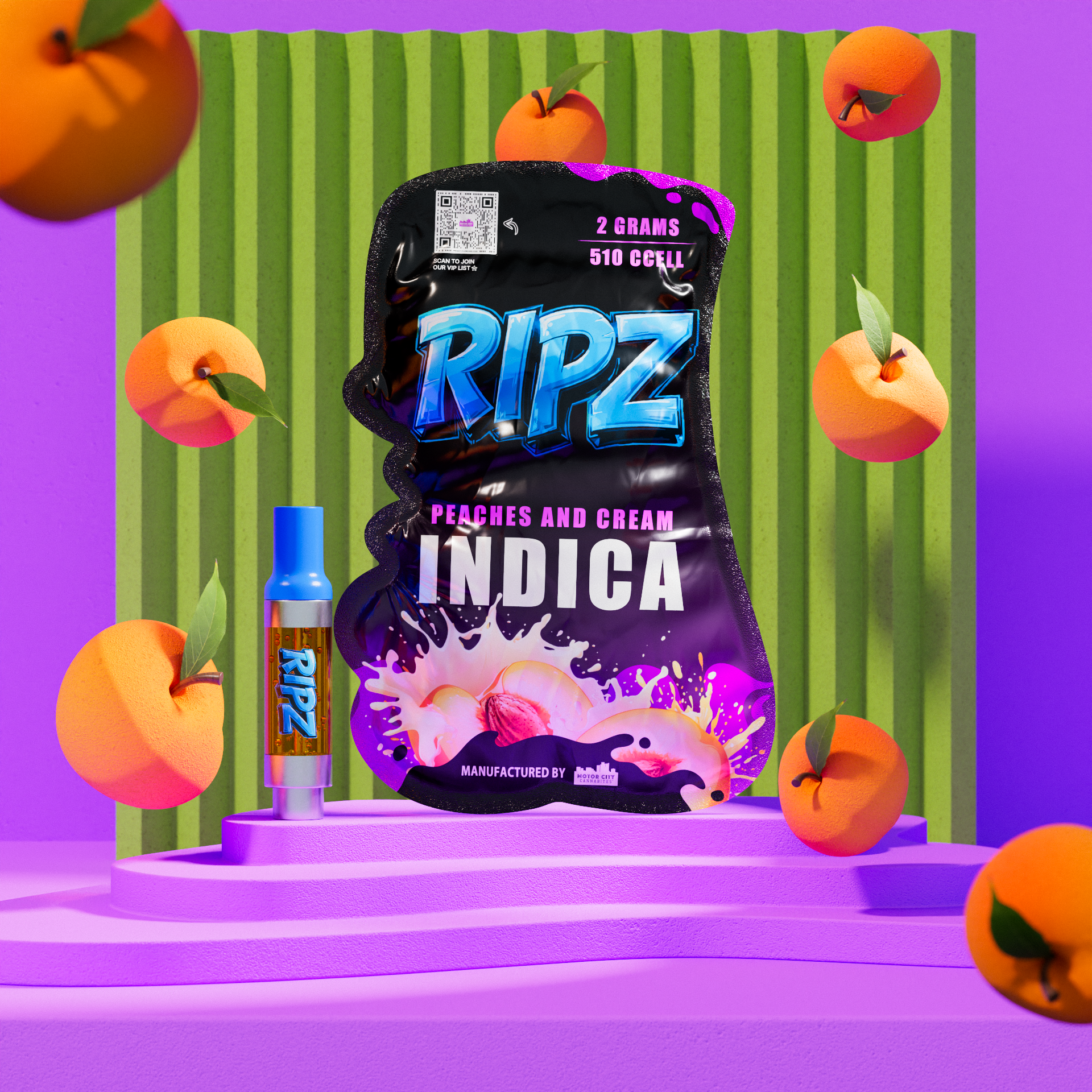 Ripz Peaches and Cream | Premium 2g Cart | Ripz 2g Disposable