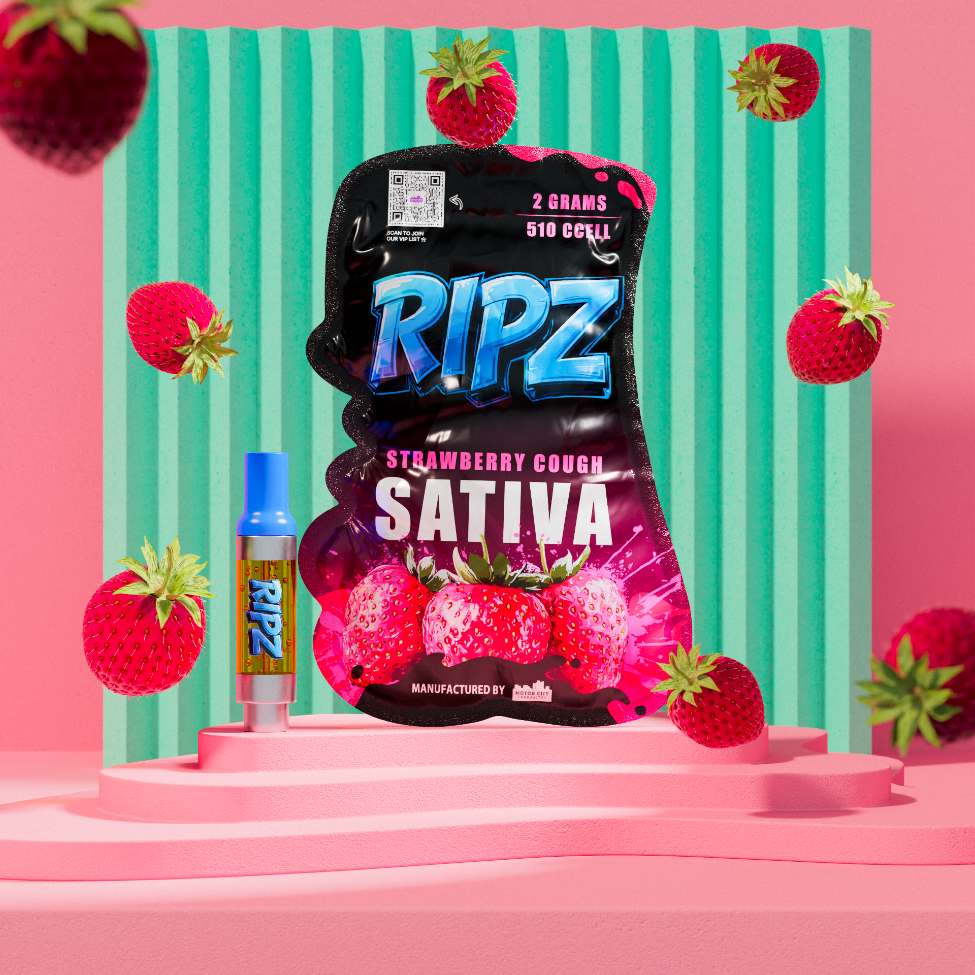 Ripz Strawberry Cough | Premium 2g Cart | Ripz 2g Disposable
